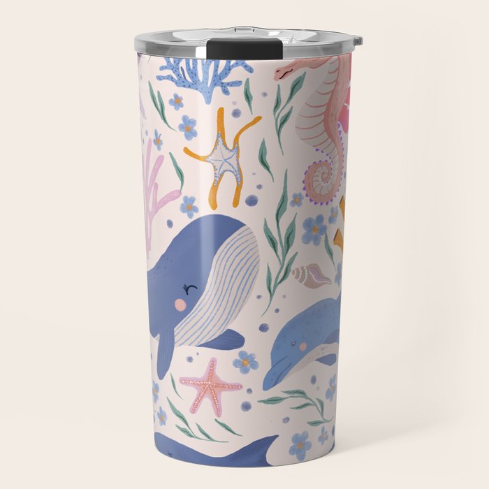 Ocean Whimsy: Charming Underwater Creatures Travel Mug Gallery Image 1