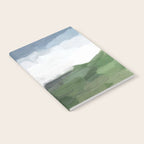 Before Nightfall - Navy Indigo Blue White Clouds Green Farmland Horizon Abstract Nature Painting Notebook Gallery Image 2