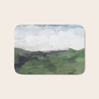 Before Nightfall - Navy Indigo Blue White Clouds Green Farmland Horizon Abstract Nature Painting Bath Mat Gallery Image 1