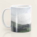 Before Nightfall - Navy Indigo Blue White Clouds Green Farmland Horizon Abstract Nature Painting Coffee Mug Gallery Image 3