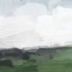 Before Nightfall - Navy Indigo Blue White Clouds Green Farmland Horizon Abstract Nature Painting Coffee Mug Gallery Image 2
