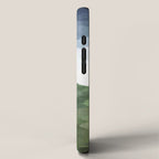 Before Nightfall - Navy Indigo Blue White Clouds Green Farmland Horizon Abstract Nature Painting iPhone Case Gallery Image 2