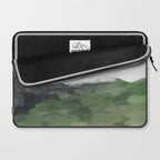 Before Nightfall - Navy Indigo Blue White Clouds Green Farmland Horizon Abstract Nature Painting Laptop Sleeve Gallery Image 2