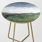 Before Nightfall - Navy Indigo Blue White Clouds Green Farmland Horizon Abstract Nature Painting Side Table Gallery Image 2