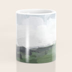 Before Nightfall - Navy Indigo Blue White Clouds Green Farmland Horizon Abstract Nature Painting Coffee Mug Gallery Image 4