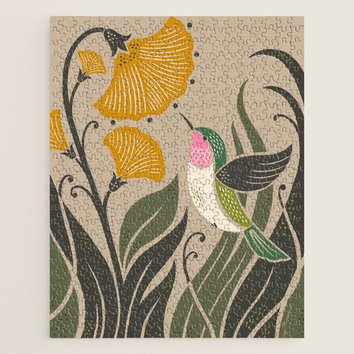Hummingbird and Flowers Jigsaw Puzzle Gallery Image 1