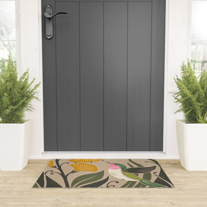 Hummingbird and Flowers Welcome Mat Gallery Image 3