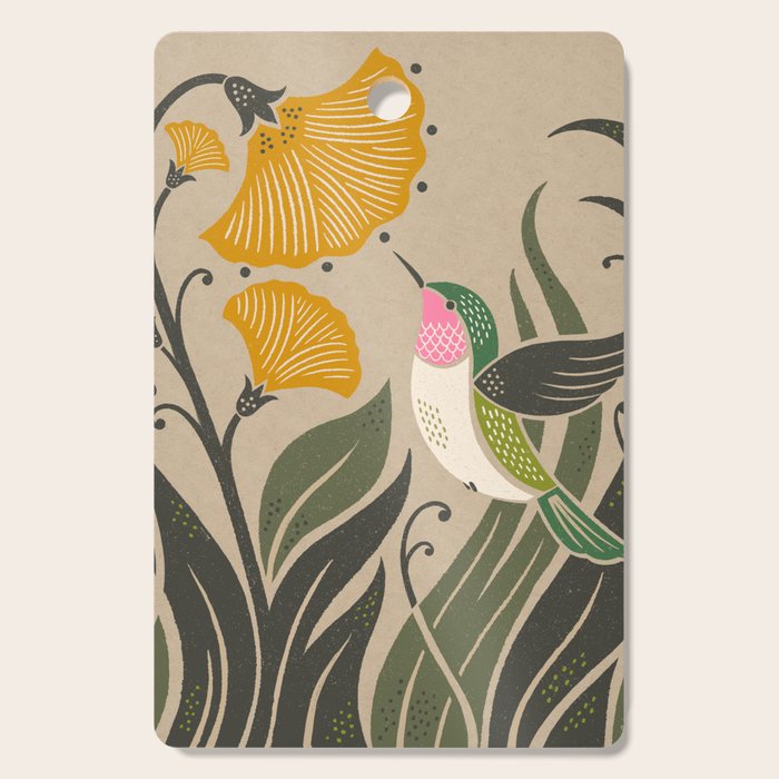 Hummingbird and Flowers Cutting Board Gallery Image 1
