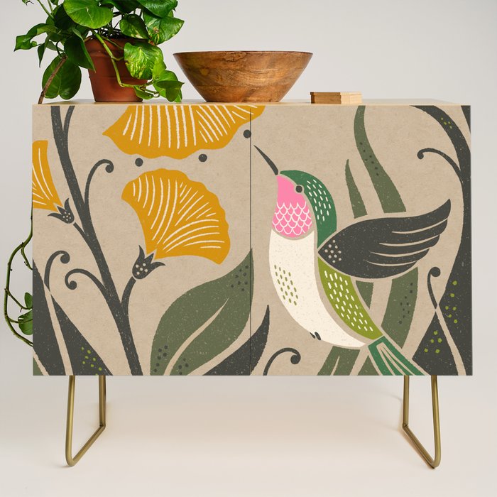 Hummingbird and Flowers Credenza Gallery Image 1