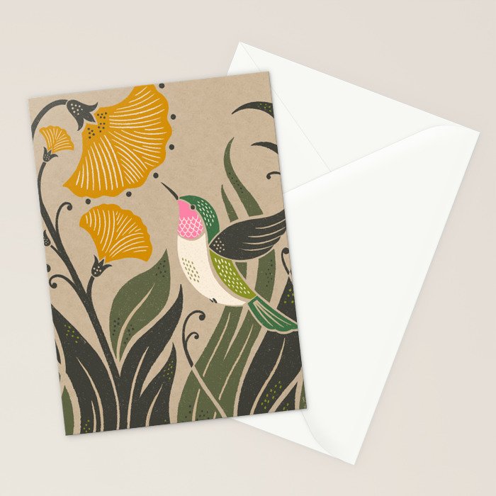Hummingbird and Flowers Stationery Card Gallery Image 2