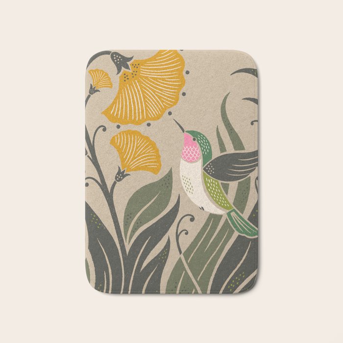 Hummingbird and Flowers Bath Mat Gallery Image 1