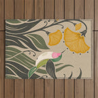 Hummingbird and Flowers Outdoor Rug Gallery Image 1