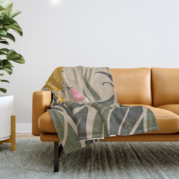 Hummingbird and Flowers Throw Blanket Gallery Image 1