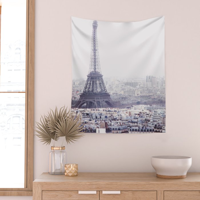 Paris Skyline with Eiffel Tower Wall Tapestry Gallery Image 2