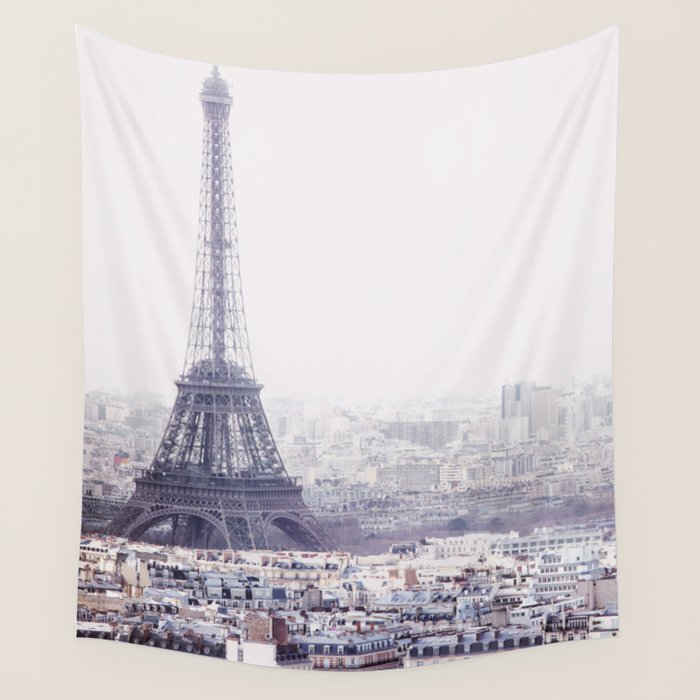 Paris Skyline with Eiffel Tower Wall Tapestry Gallery Image 4