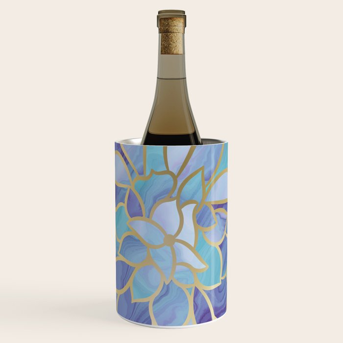 Flower Bloom, Teal, Turquoise, Purple, Gold Wine Chiller Gallery Image 1
