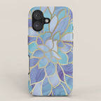 Flower Bloom, Teal, Turquoise, Purple, Gold iPhone Case Gallery Image 1