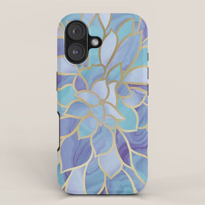 Flower Bloom, Teal, Turquoise, Purple, Gold iPhone Case Gallery Image 1