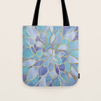 Flower Bloom, Teal, Turquoise, Purple, Gold Tote Bag Gallery Image 1