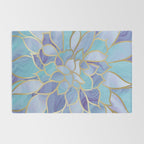 Flower Bloom, Teal, Turquoise, Purple, Gold Rug Gallery Image 2