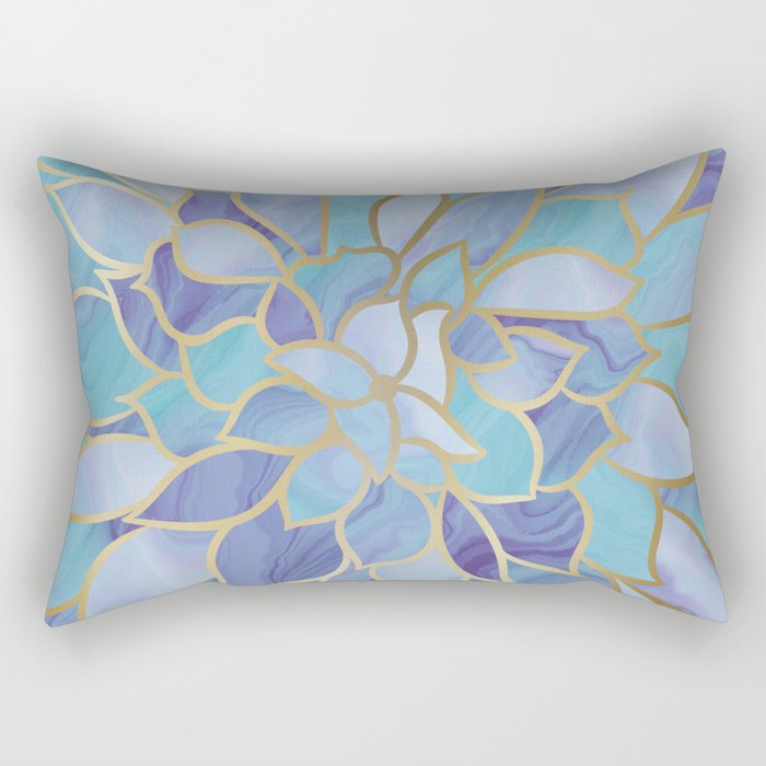 Flower Bloom, Teal, Turquoise, Purple, Gold Rectangular Pillow Gallery Image 1