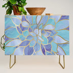 Flower Bloom, Teal, Turquoise, Purple, Gold Credenza Gallery Image 1