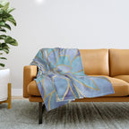 Flower Bloom, Teal, Turquoise, Purple, Gold Throw Blanket Gallery Image 1