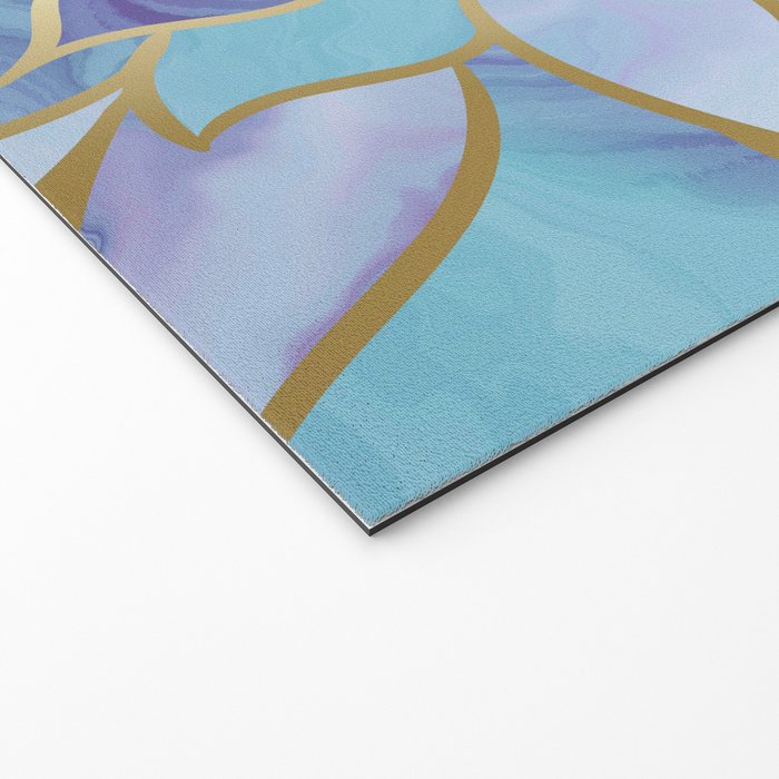 Flower Bloom, Teal, Turquoise, Purple, Gold Welcome Mat Gallery Image 2