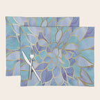 Flower Bloom, Teal, Turquoise, Purple, Gold Placemat Gallery Image 1
