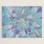Flower Bloom, Teal, Turquoise, Purple, Gold Jigsaw Puzzle Gallery Image 1