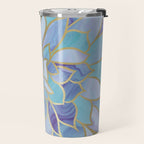 Flower Bloom, Teal, Turquoise, Purple, Gold Travel Mug Gallery Image 2