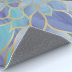 Flower Bloom, Teal, Turquoise, Purple, Gold Rug Gallery Image 4