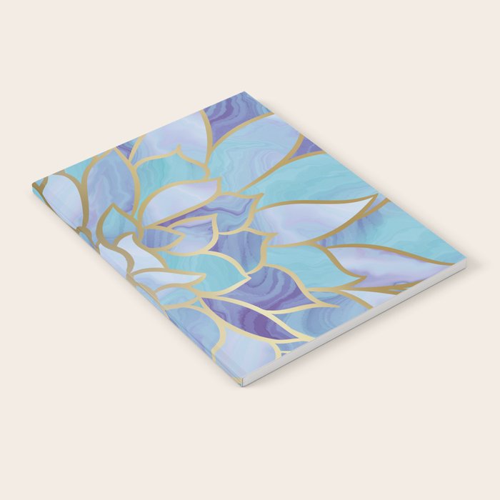 Flower Bloom, Teal, Turquoise, Purple, Gold Notebook Gallery Image 2