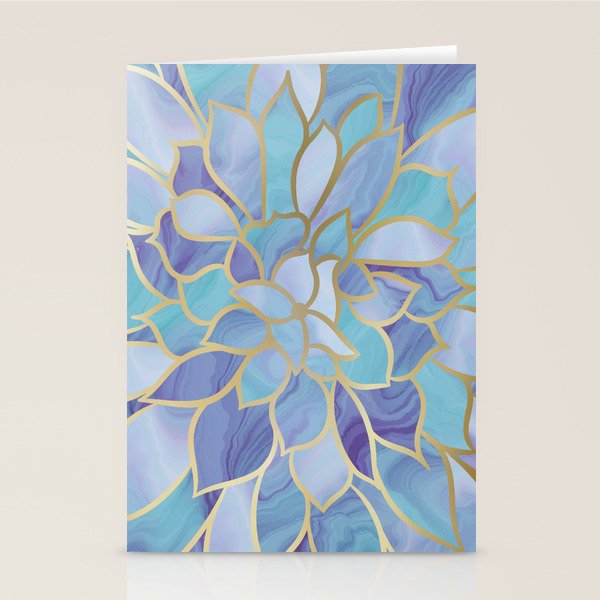 Flower Bloom, Teal, Turquoise, Purple, Gold Stationery Card Gallery Image 2