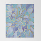 Flower Bloom, Teal, Turquoise, Purple, Gold Throw Blanket Gallery Image 2
