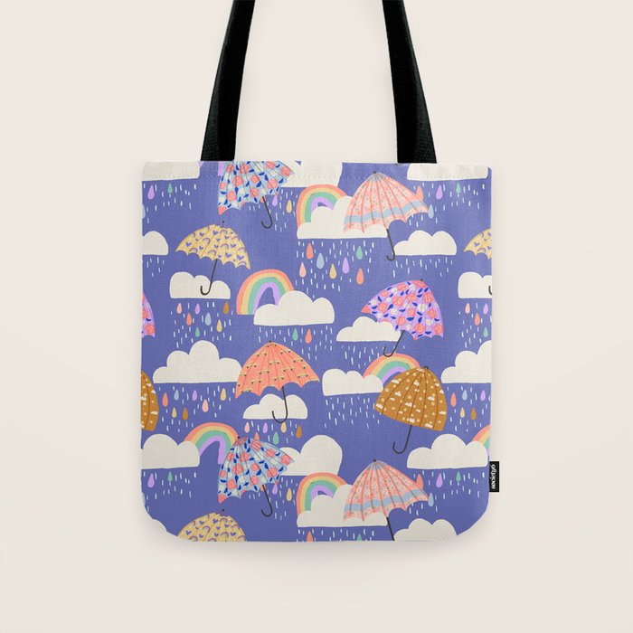 Spring Rain with Umbrellas Tote Bag Gallery Image 1