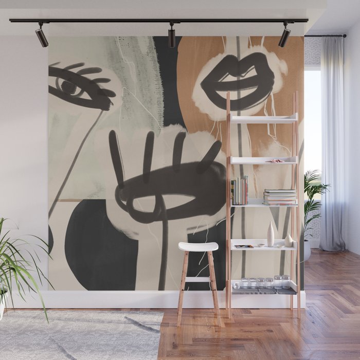 Modern Abstract Art Face 24 Wall Mural Gallery Image 1
