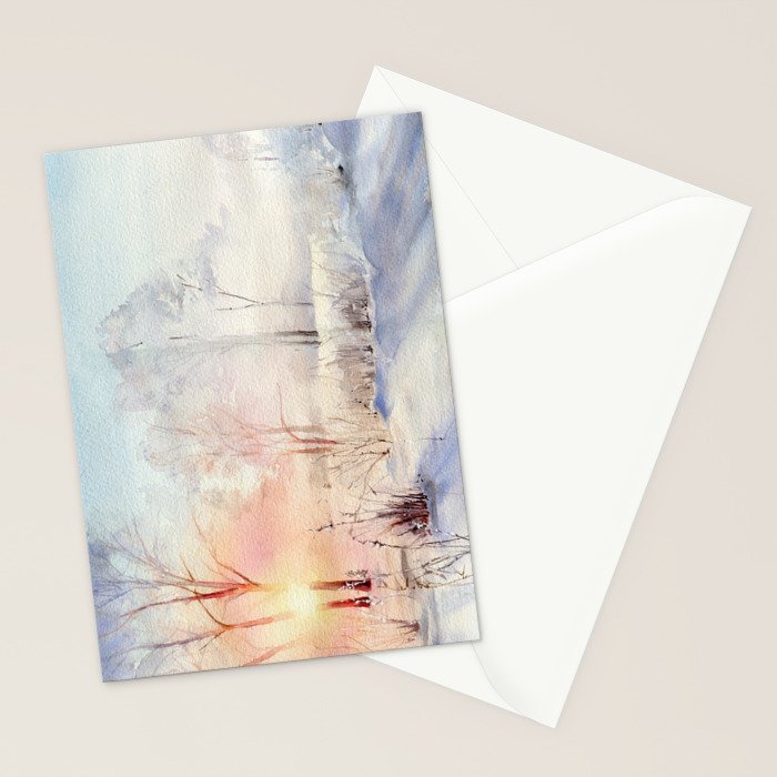 Ethereal Snowy Christmas Morning Sunrise  Stationery Card Gallery Image 2