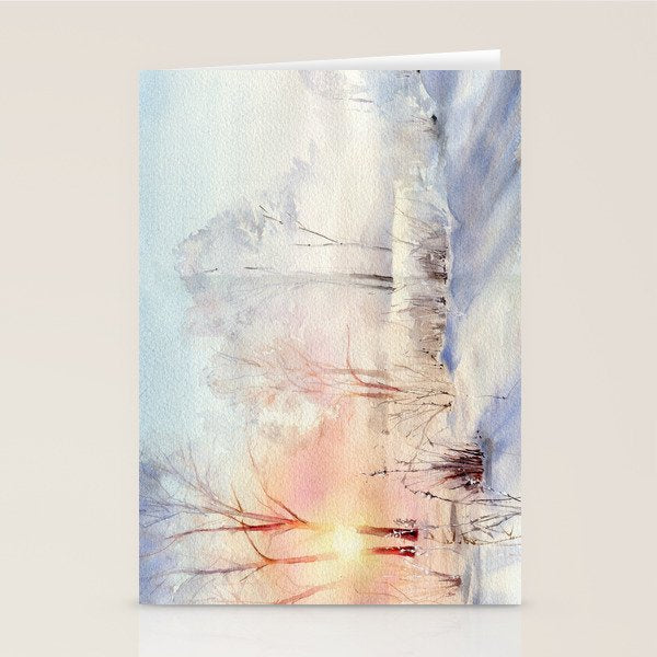 Ethereal Snowy Christmas Morning Sunrise  Stationery Card Gallery Image 2