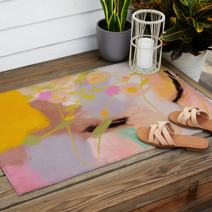 abstract summer garden Outdoor Rug Gallery Image 2