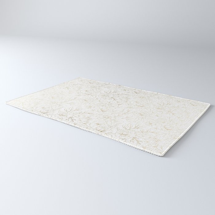 Elegant simple modern faux gold white floral Rug Gallery Image 3