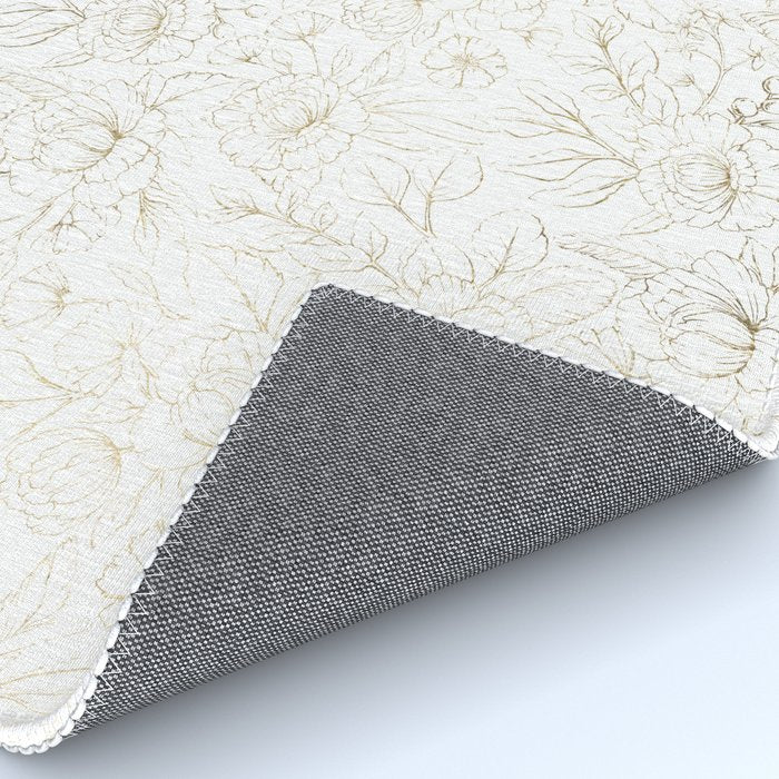 Elegant simple modern faux gold white floral Rug Gallery Image 4