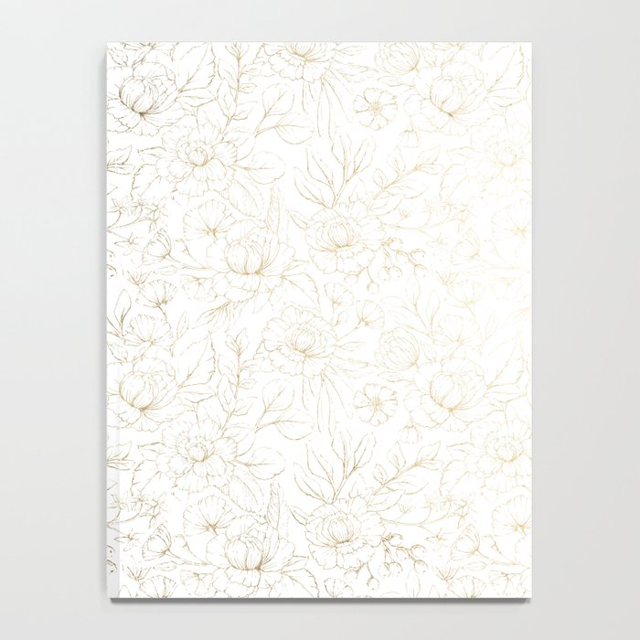 Elegant simple modern faux gold white floral Notebook Gallery Image 4