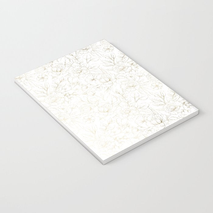 Elegant simple modern faux gold white floral Notebook Gallery Image 3