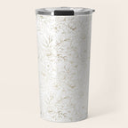 Elegant simple modern faux gold white floral Travel Mug Gallery Image 1