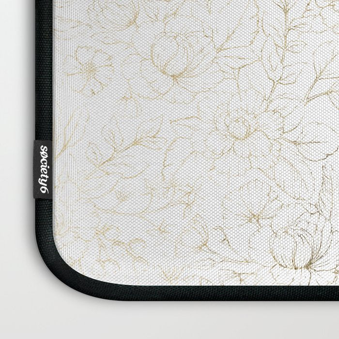 Elegant simple modern faux gold white floral Laptop Sleeve Gallery Image 3