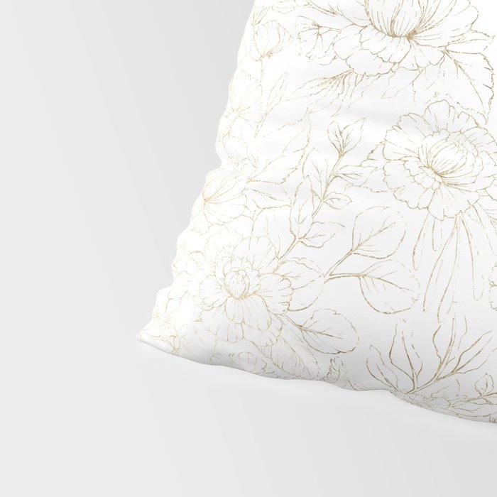 Elegant simple modern faux gold white floral Pillow Sham Gallery Image 4