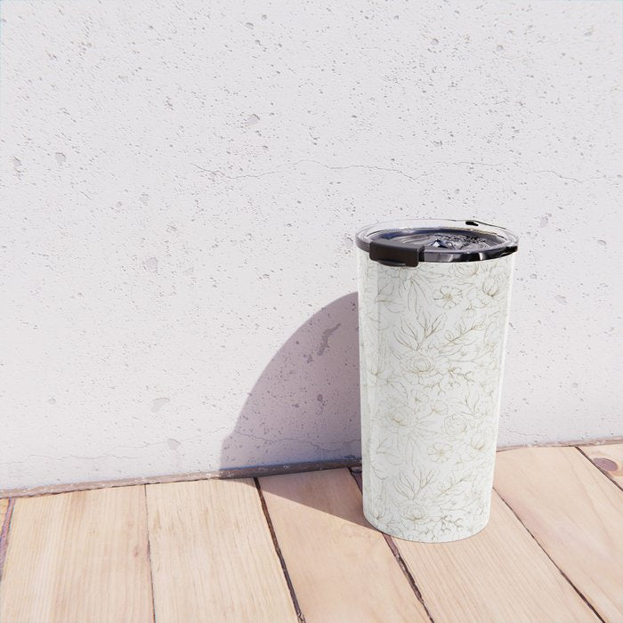 Elegant simple modern faux gold white floral Travel Mug Gallery Image 4