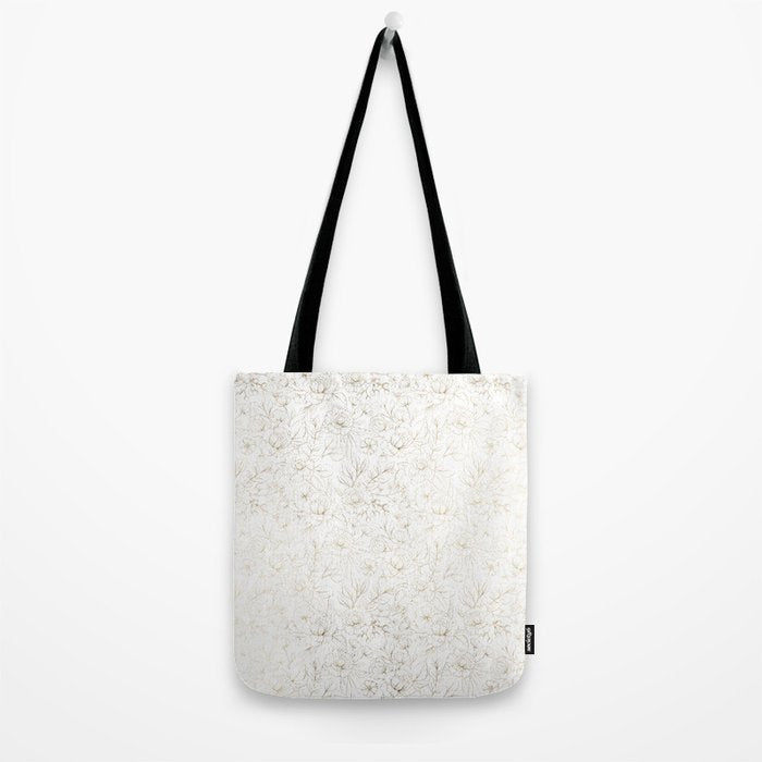 Elegant simple modern faux gold white floral Tote Bag Gallery Image 2
