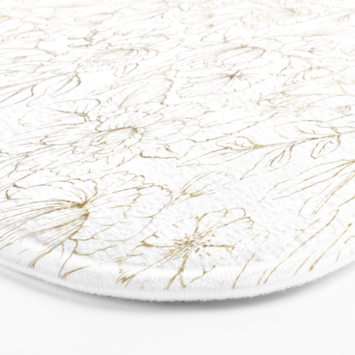 Elegant simple modern faux gold white floral Bath Mat Gallery Image 3